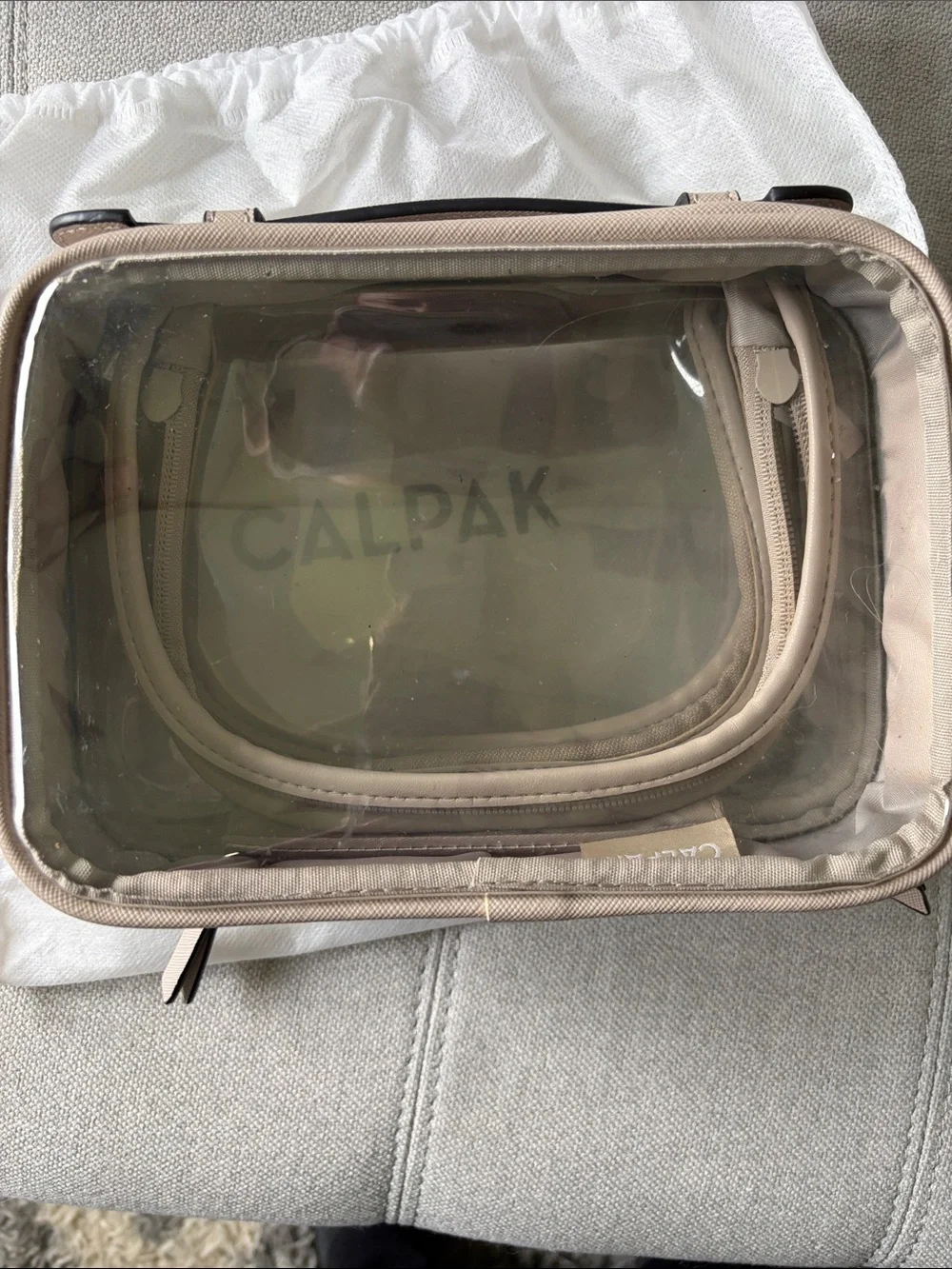 Calpak Small Clear Cosmetic Case in Stone